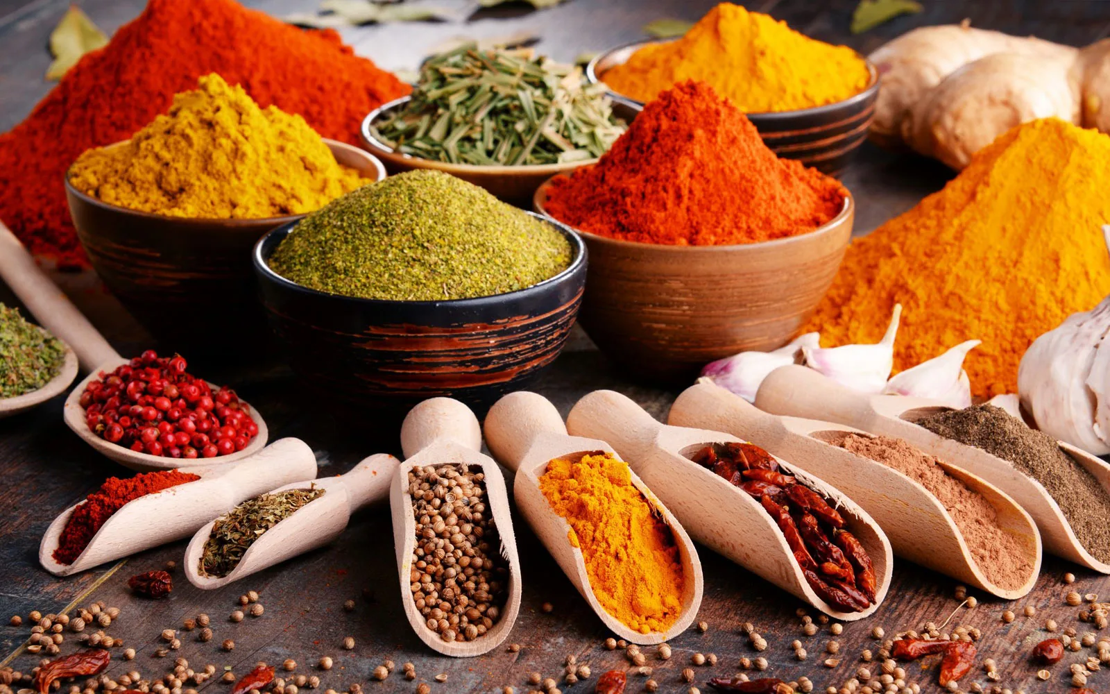 Premium spices and pantry staples arranged for everyday cooking